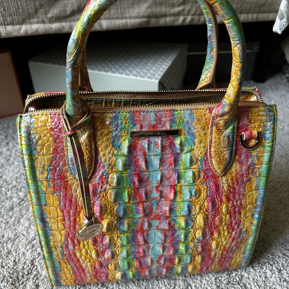 Brahmin Multicolor Croc-Embossed Satchel